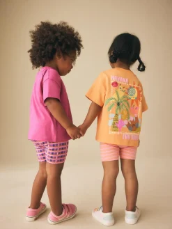 New Next Top & Cycle Shorts Set 2 Pack (3mths-7yrs) Pink/Orange