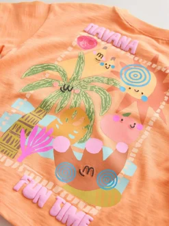 New Next Top & Cycle Shorts Set 2 Pack (3mths-7yrs) Pink/Orange