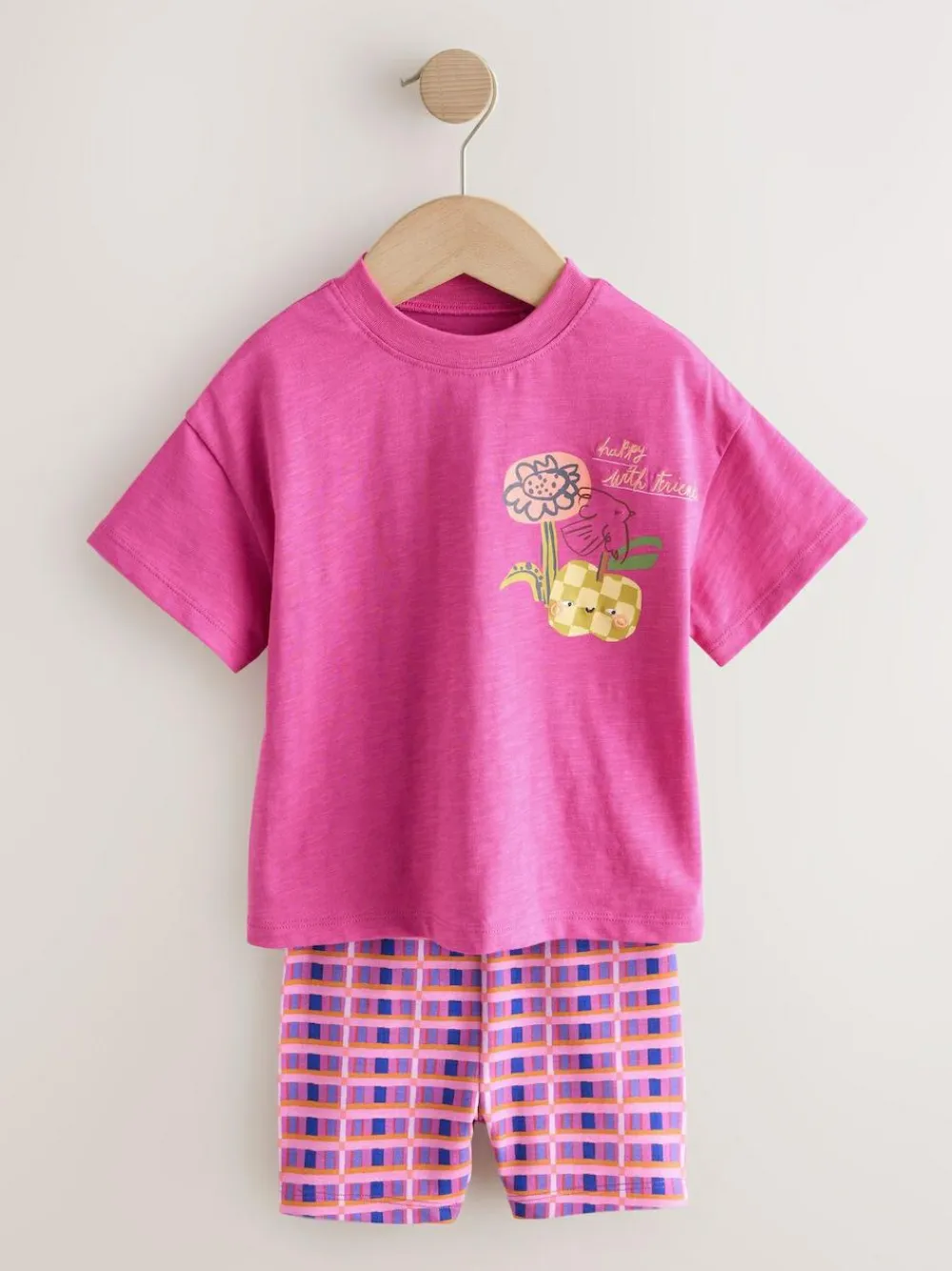 New Next Top & Cycle Shorts Set 2 Pack (3mths-7yrs) Pink/Orange