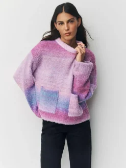 Best Next Boucle Crew Neck Jumper With Wool Pink/Purple Spacedye