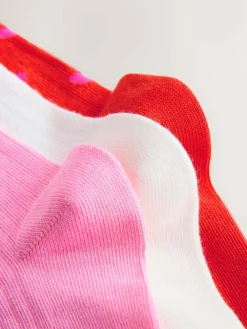 Next Pink/Red Cotton Rich Ribbed Ankle Socks 3 Pack^ Nightwear|Tights