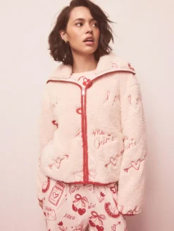 Online Next Pink/Red Heart Borg Full Zip Fleece