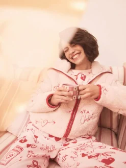 Online Next Pink/Red Heart Borg Full Zip Fleece