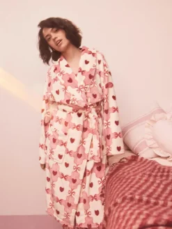 Next Supersoft Dressing Gown Pink/Red Heart
