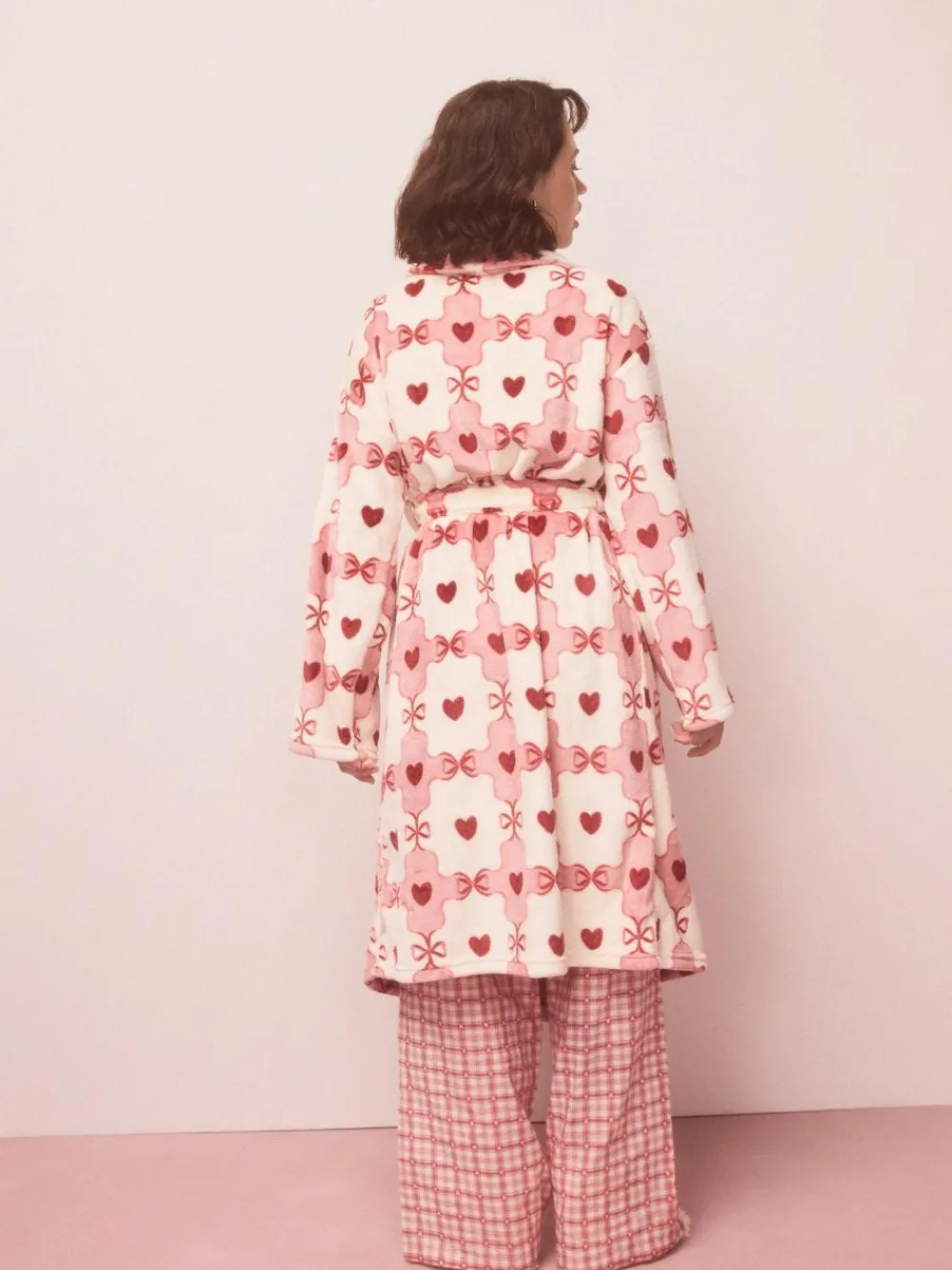 Next Supersoft Dressing Gown Pink/Red Heart