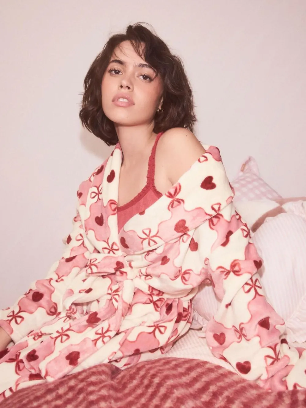 Next Supersoft Dressing Gown Pink/Red Heart