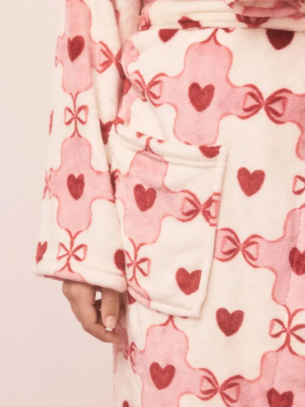 Next Supersoft Dressing Gown Pink/Red Heart
