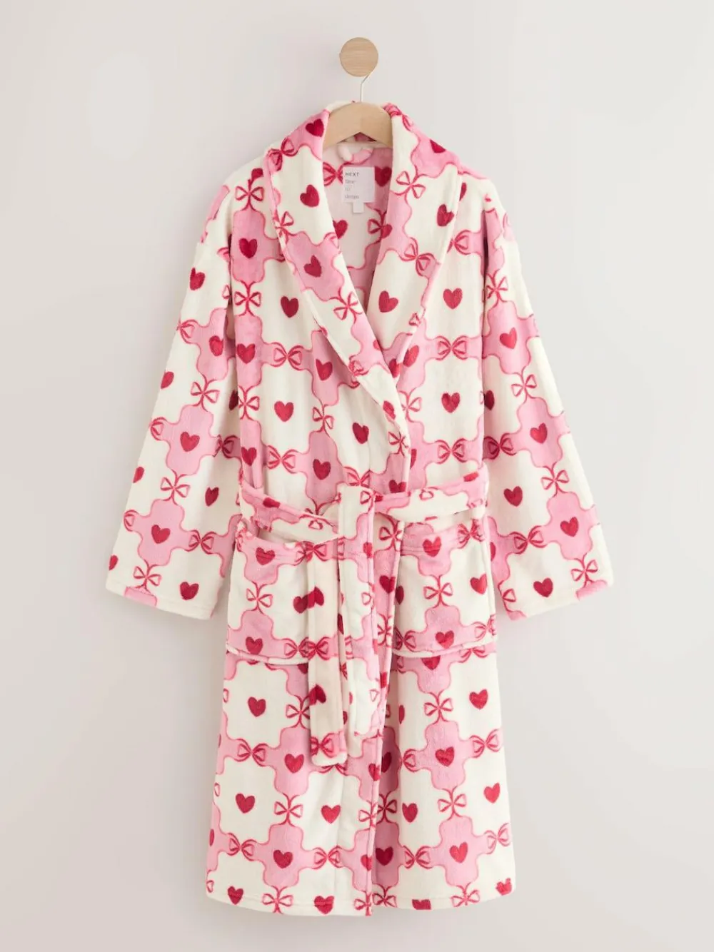 Next Supersoft Dressing Gown Pink/Red Heart
