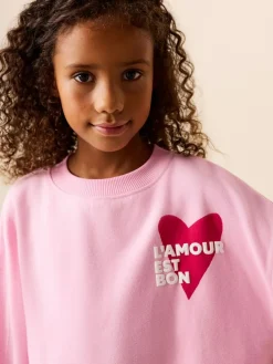 Sale Next Sweatshirt and Flare Leggings Set (3-16yrs) Pink/Red Heart