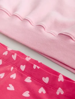 Sale Next Sweatshirt and Flare Leggings Set (3-16yrs) Pink/Red Heart