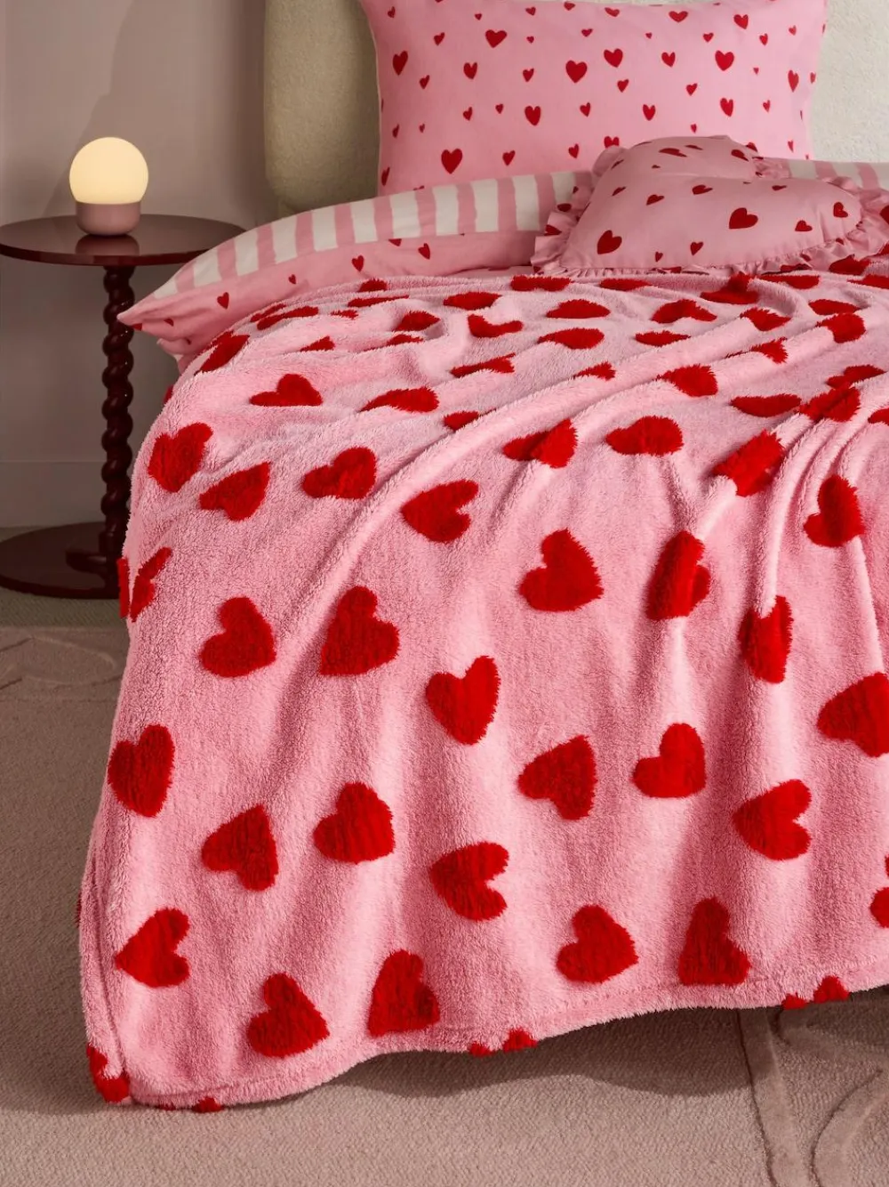 Sale Next Pink/Red Hearts Fleece Throw