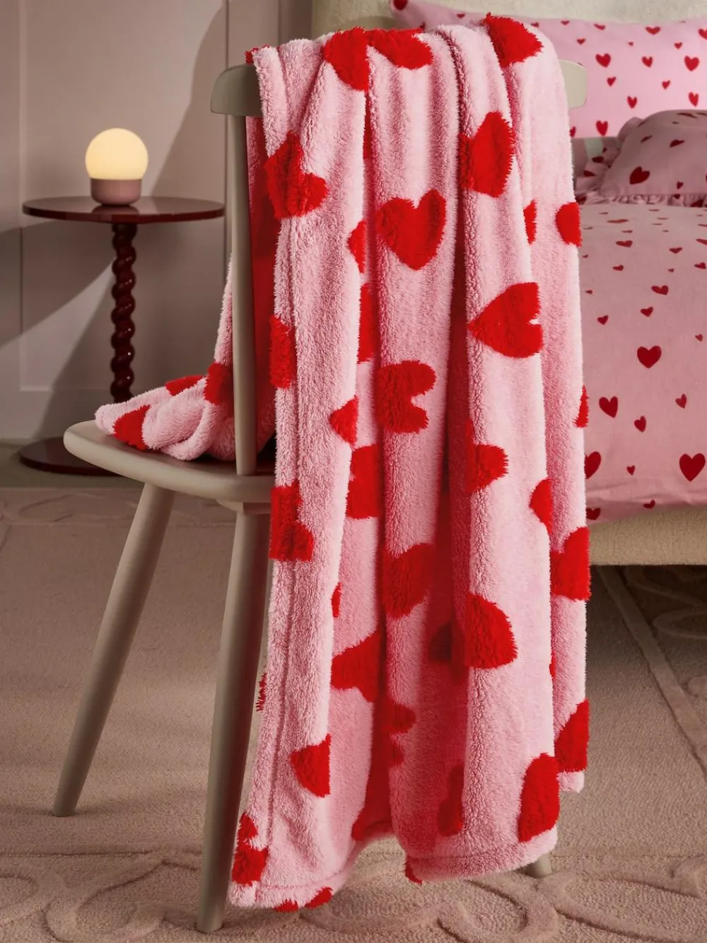 Sale Next Pink/Red Hearts Fleece Throw