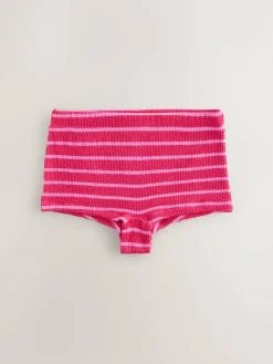 Discount Next Pink/Red Stripe Crinkle Swim Shorts Bikini Bottoms
