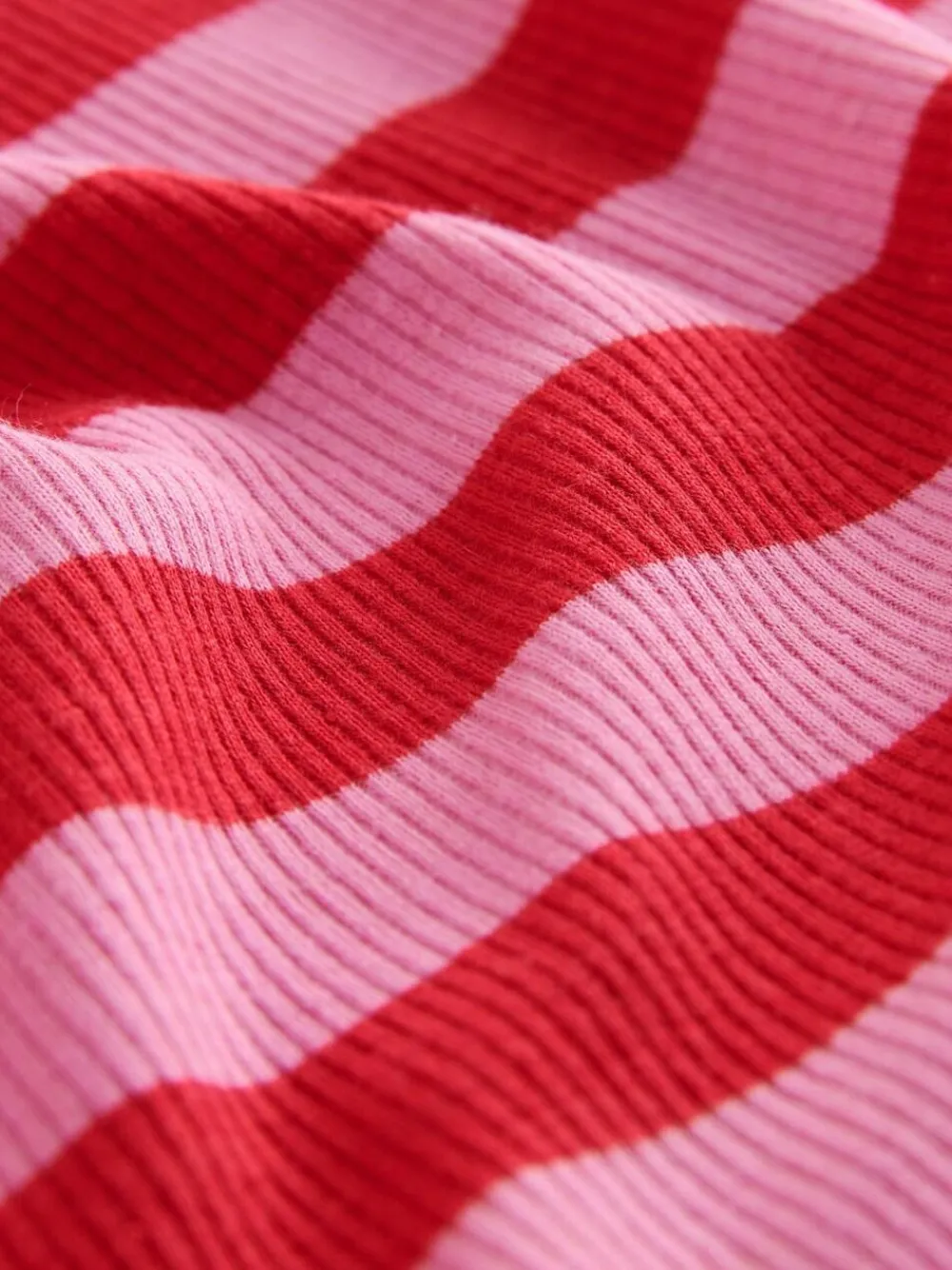 Discount Next Pink/Red Striped Ribbed High Neck Long Sleeve T-Shirt