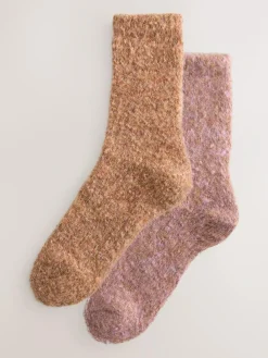Clearance Next Boucle Cosy Socks 2 Pack Pink/Rust