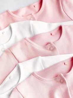 Next Pink/White 5 Pack Baby Sleepsuits (0-2yrs)^ Multipacks|Nightwear