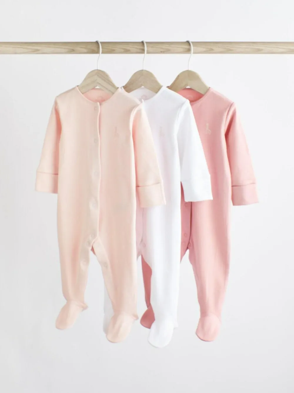 Next Pink/White 3 Pack Baby Sleepsuits (0-2yrs)^ Nightwear|Nightwear