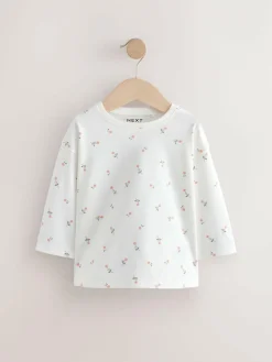 Online Next Pink/White 4 Pack Bunny Embroidered Long Sleeve T-Shirts (3mths-7yrs)