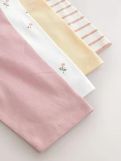 Online Next Pink/White 4 Pack Bunny Embroidered Long Sleeve T-Shirts (3mths-7yrs)