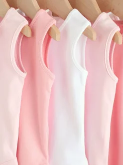 Best Next Pink/White 7 Pack Essential Vest Baby Bodysuits