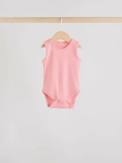 Best Next Pink/White 7 Pack Essential Vest Baby Bodysuits