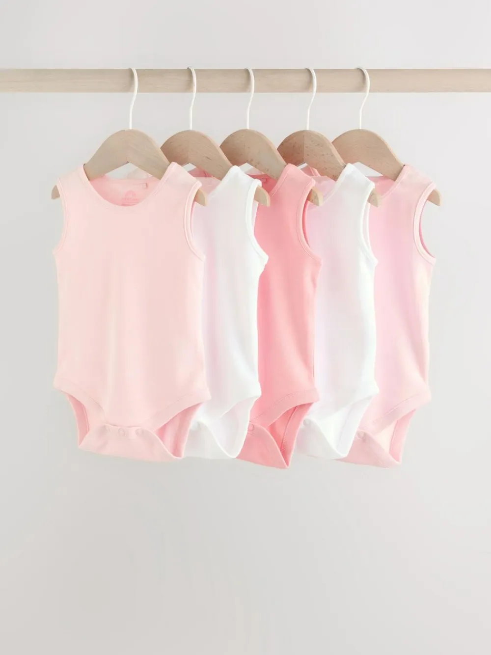 Next Pink/White 5 Pack Essential Vest Baby Bodysuits^ Bodysuits & Vests|Vests