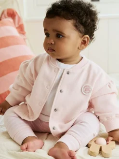 Next Pink/White Baby Jacket, Top and Leggings Set 3 Piece (0mths-2yrs)^ Sets & Coords
