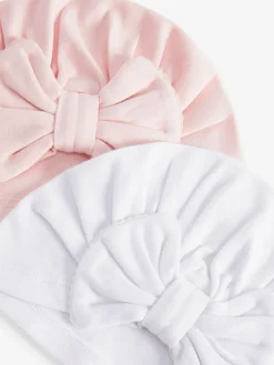 New Next 2 Pack Baby Turbans (0-18mths) Pink/White Big Bow
