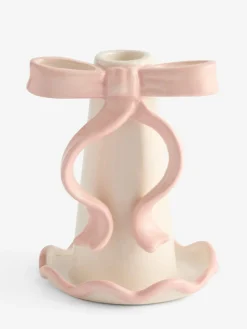 Next Pink/White Ceramic Bow Taper Candle Holder^ Candle Holders & Lanterns