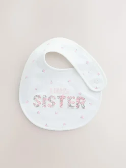 Clearance Next Pink/White Sister Family Baby Bibs 2 Pack