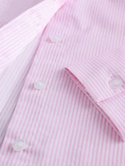 Hot Next Pink/White Stripe Fitted Stretch Essential Long Sleeve Shirt