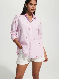 Sale Next Embroidered Long Sleeve Shirt Pink/White Stripe Lobster