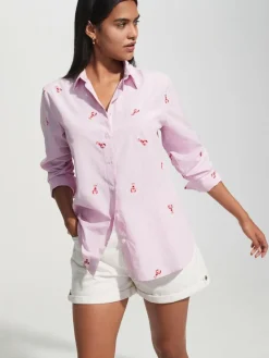 Sale Next Embroidered Long Sleeve Shirt Pink/White Stripe Lobster