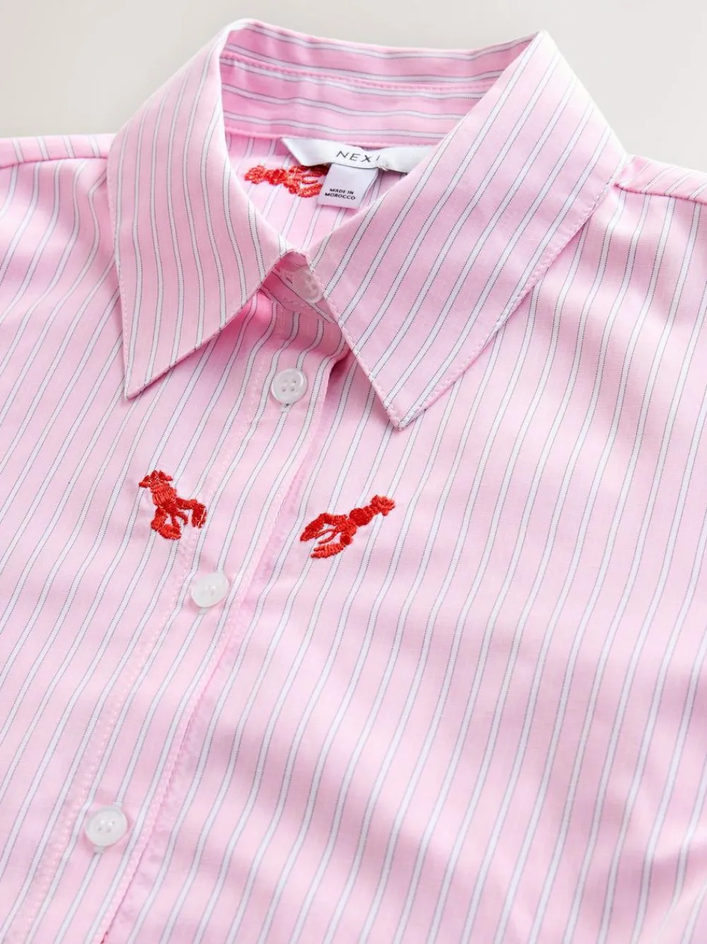Sale Next Embroidered Long Sleeve Shirt Pink/White Stripe Lobster