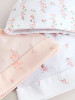 Next Pink/White Tie Top Baby Beanies 3 Pack (0-12mths)^ Hats & Scratch Mitts|Newborn Accessories