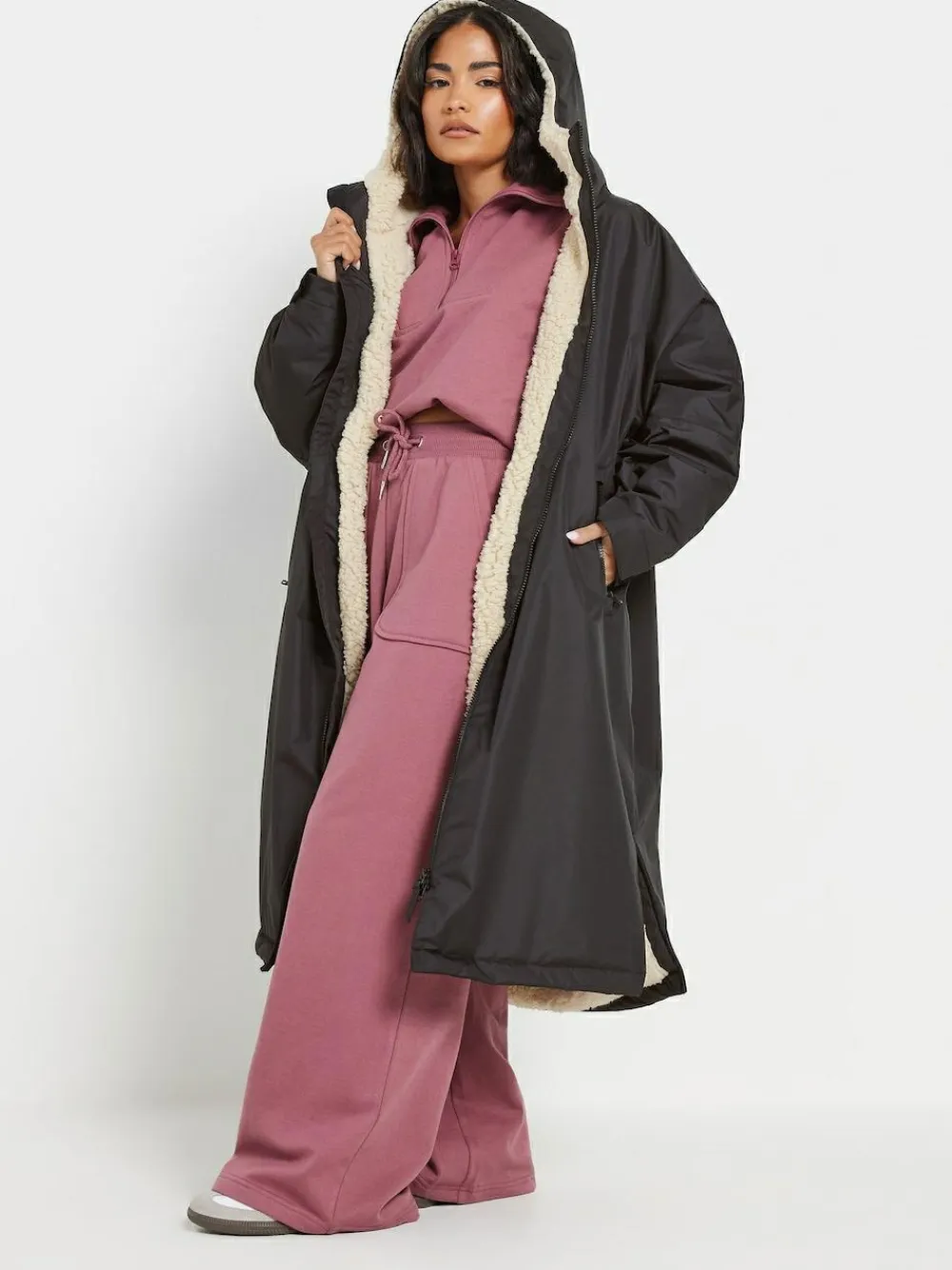 Sale PixieGirl Petite Black Fleece Lined Changing Robe