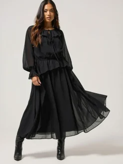 Outlet PixieGirl Petite Frill Tie Waist Dress Black