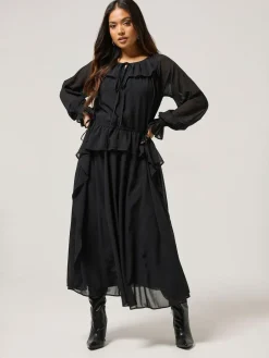 Outlet PixieGirl Petite Frill Tie Waist Dress Black