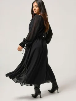 Outlet PixieGirl Petite Frill Tie Waist Dress Black