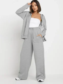 PixieGirl Petite Grey Pocket Patch Wide Leg Joggers^Women Leggings & Sweatpants