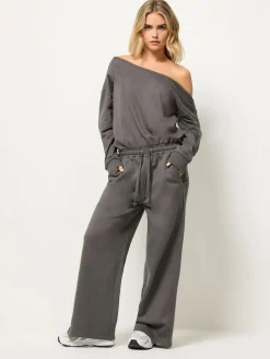 PixieGirl Petite Grey Sweat Wide Leg Jumpsuit^Women Jumpsuits & Playsuits