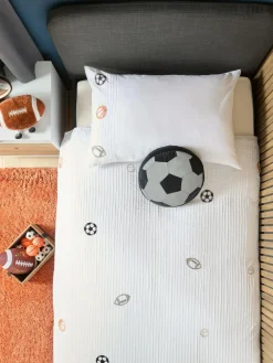 New Next Pleated Embroidered Sports Duvet Cover and Pillowcase Set