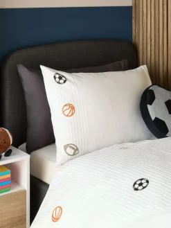 New Next Pleated Embroidered Sports Duvet Cover and Pillowcase Set
