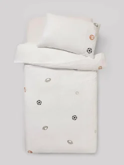 New Next Pleated Embroidered Sports Duvet Cover and Pillowcase Set