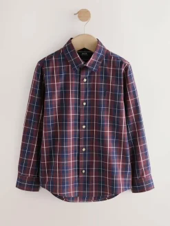 Sale Next Long Sleeve Cotton Check Shirt (3-16yrs) Plum Purple