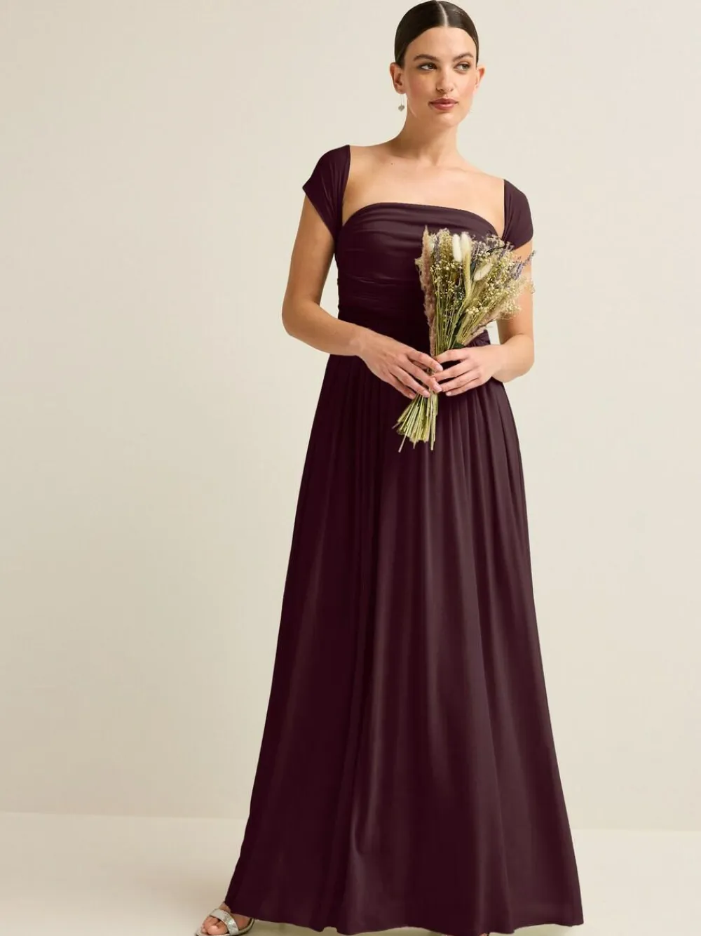 Hot Next Plum Purple Mesh Multiway Wedding Guest Bridesmaid Maxi Dress