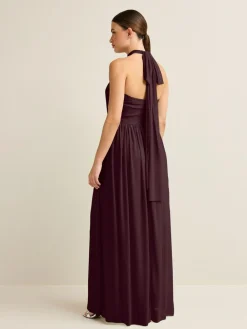 Hot Next Plum Purple Mesh Multiway Wedding Guest Bridesmaid Maxi Dress