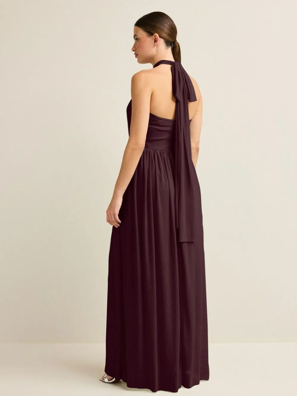 Hot Next Plum Purple Mesh Multiway Wedding Guest Bridesmaid Maxi Dress