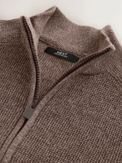 New Next Textured Zip Through Knitted Cardigan (3-16yrs) Plum Purple