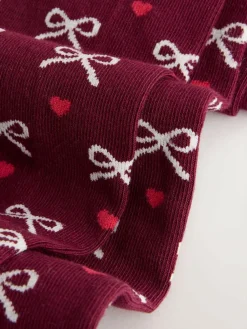 Next Plum Red Cotton Rich Bow Tights^ Tights|Socks & Tights